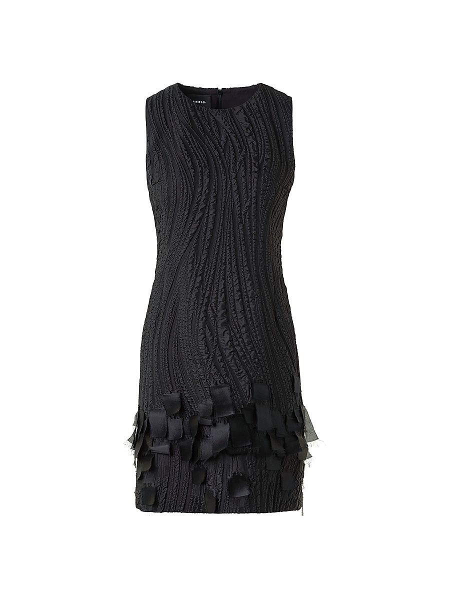 Women's Textured Silk-Blend Sheath Dress - Black - Size 12