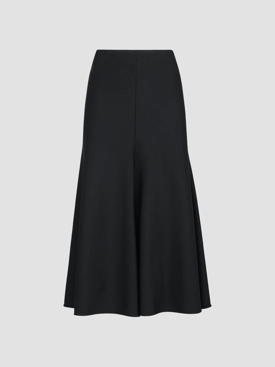 Brunello Cucinelli Women's Comfort Virgin Wool and Viscose Twill Flute Skirt - Black - Size 6