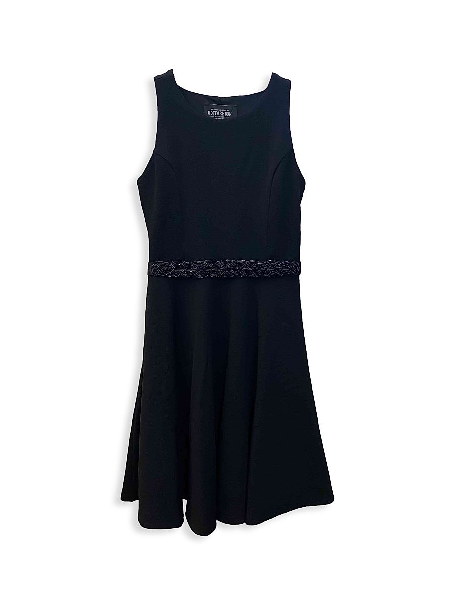 Girl's Racerback Stretch A-Line Dress - Black - Size 7