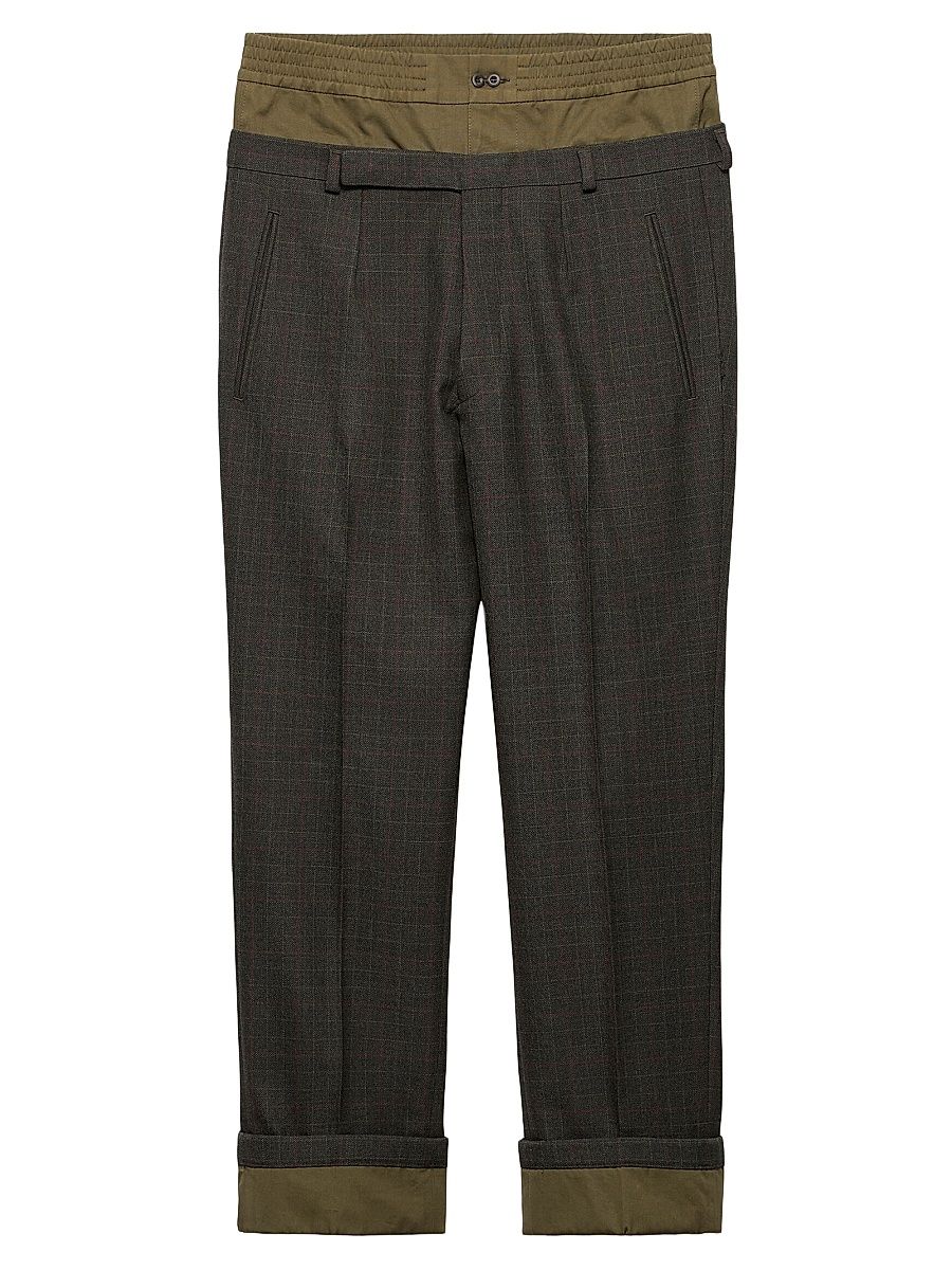 Men's Wool Pants with Cotton Details - Green - Size 38