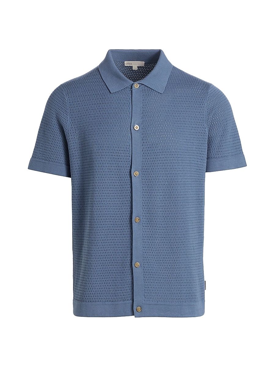 Men's Drop Needle Cotton Shirt - Mist - Size XXL