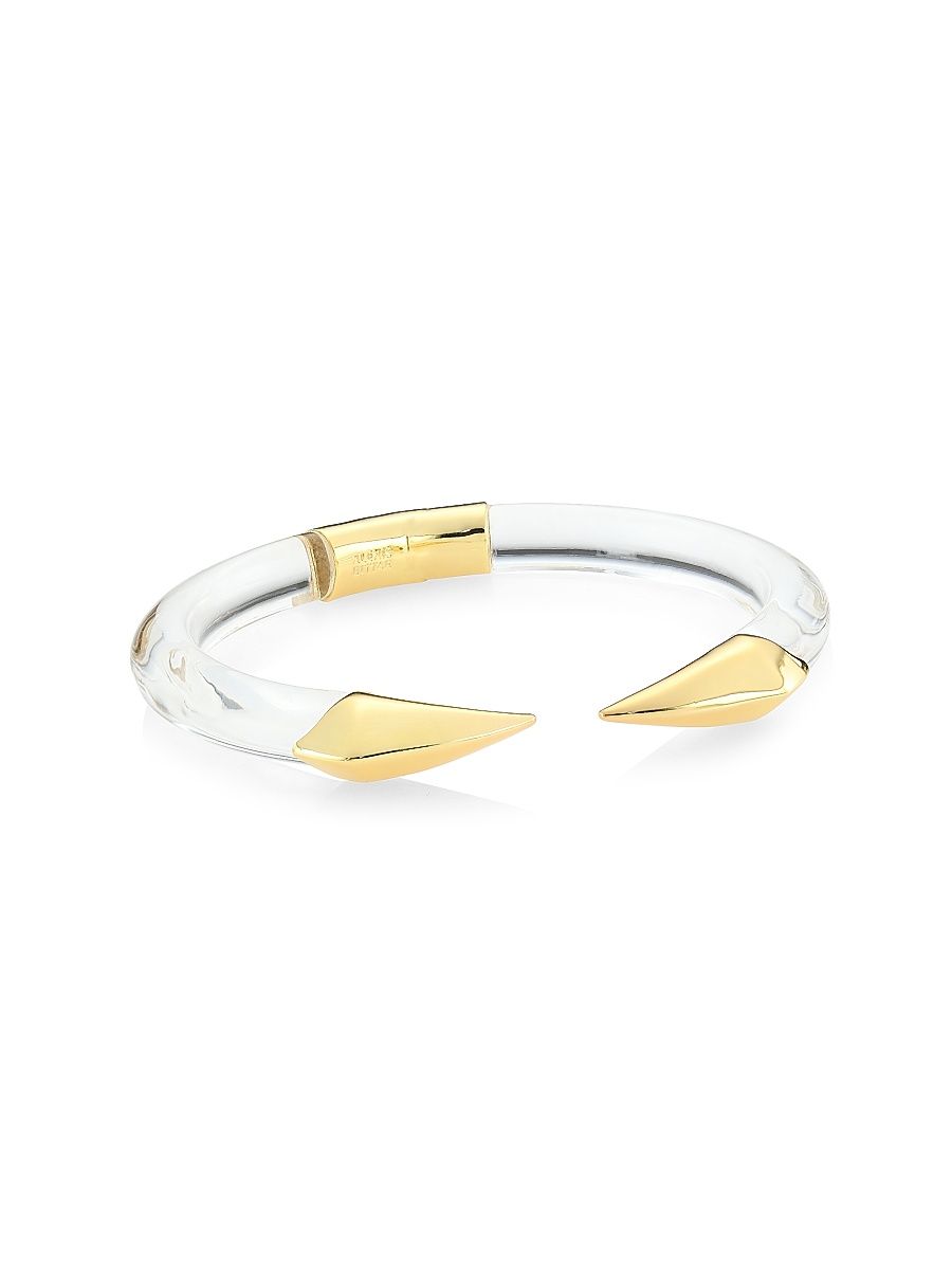 Women's Mirrored Pyramid 14K Goldplated Lucite Brake Hinge Bracelet - Clear