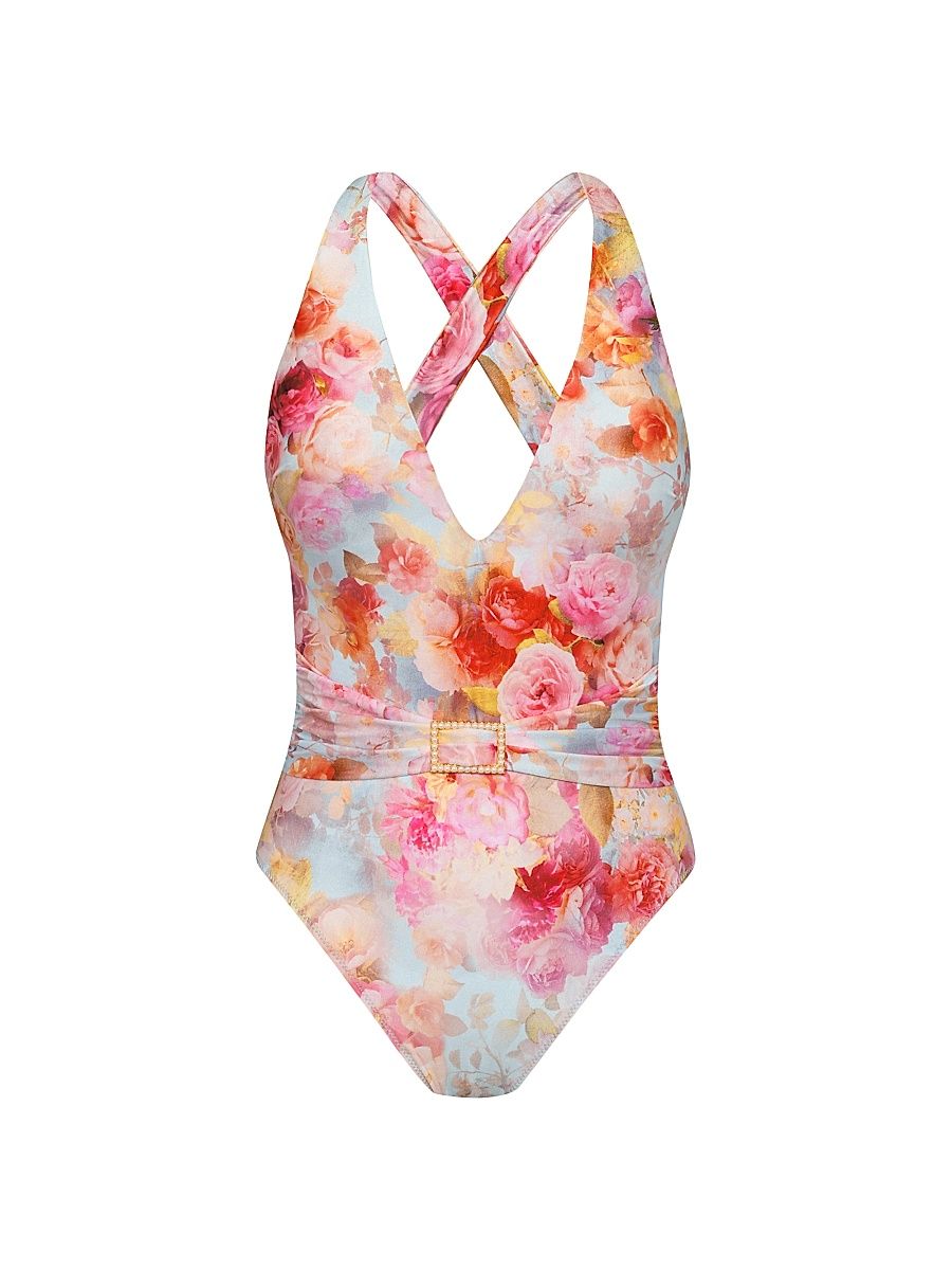 Women's Soft Cloud Floral Lisa One-Piece Swimsuit - Size Small
