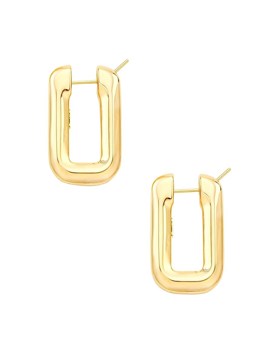 Women's 14K Yellow Gold Rectangular Hoop Earrings - Gold