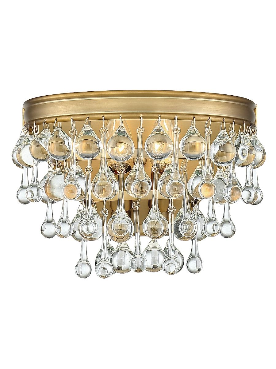 Calypso 2-Light Crystal Teardrop Vibrant Wall Mount - Gold