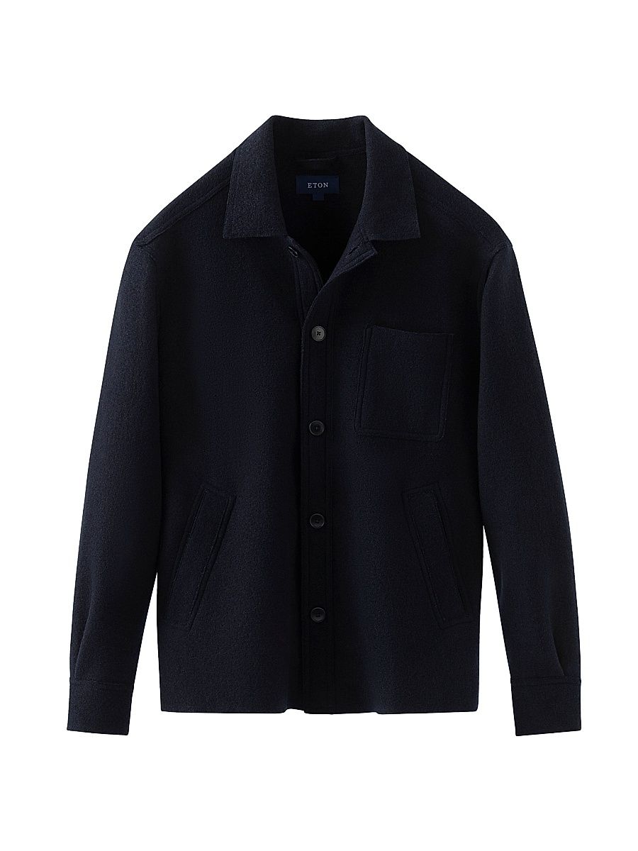 Men's Boiled Wool Overshirt - Navy - Size XXL