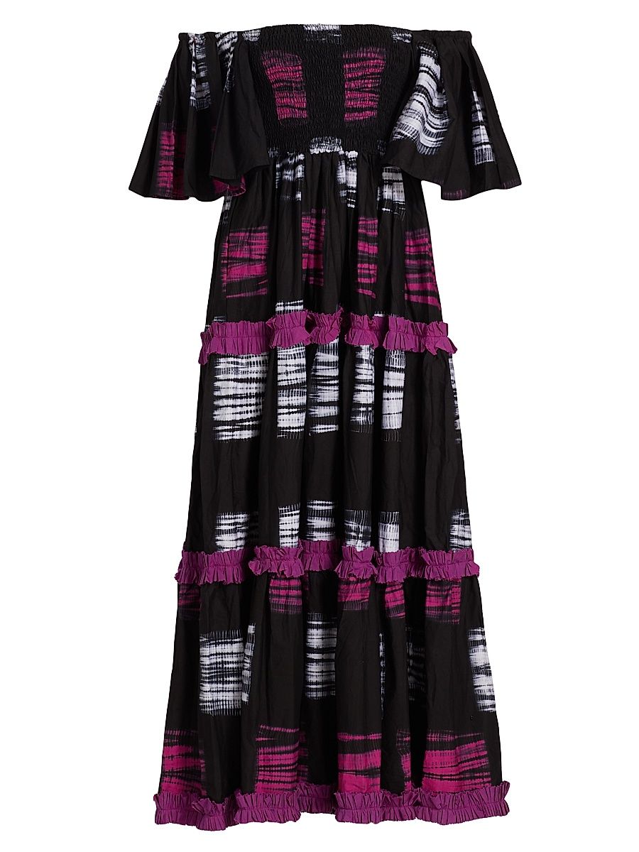 Women's Lanre Off-The-Shoulder Maxi Dress - Violet Red White - Size Small