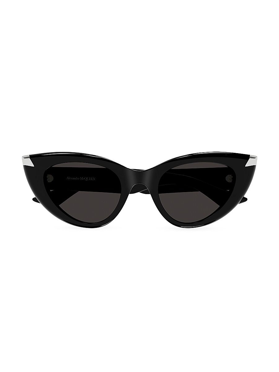 Women's Punk Rivet 50MM Cat-Eye Sunglasses - Black Dark Grey
