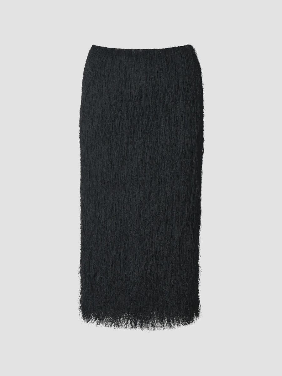 rag & bone Women's Amalia Fringe Knit Midi Skirt - Black - Size Large