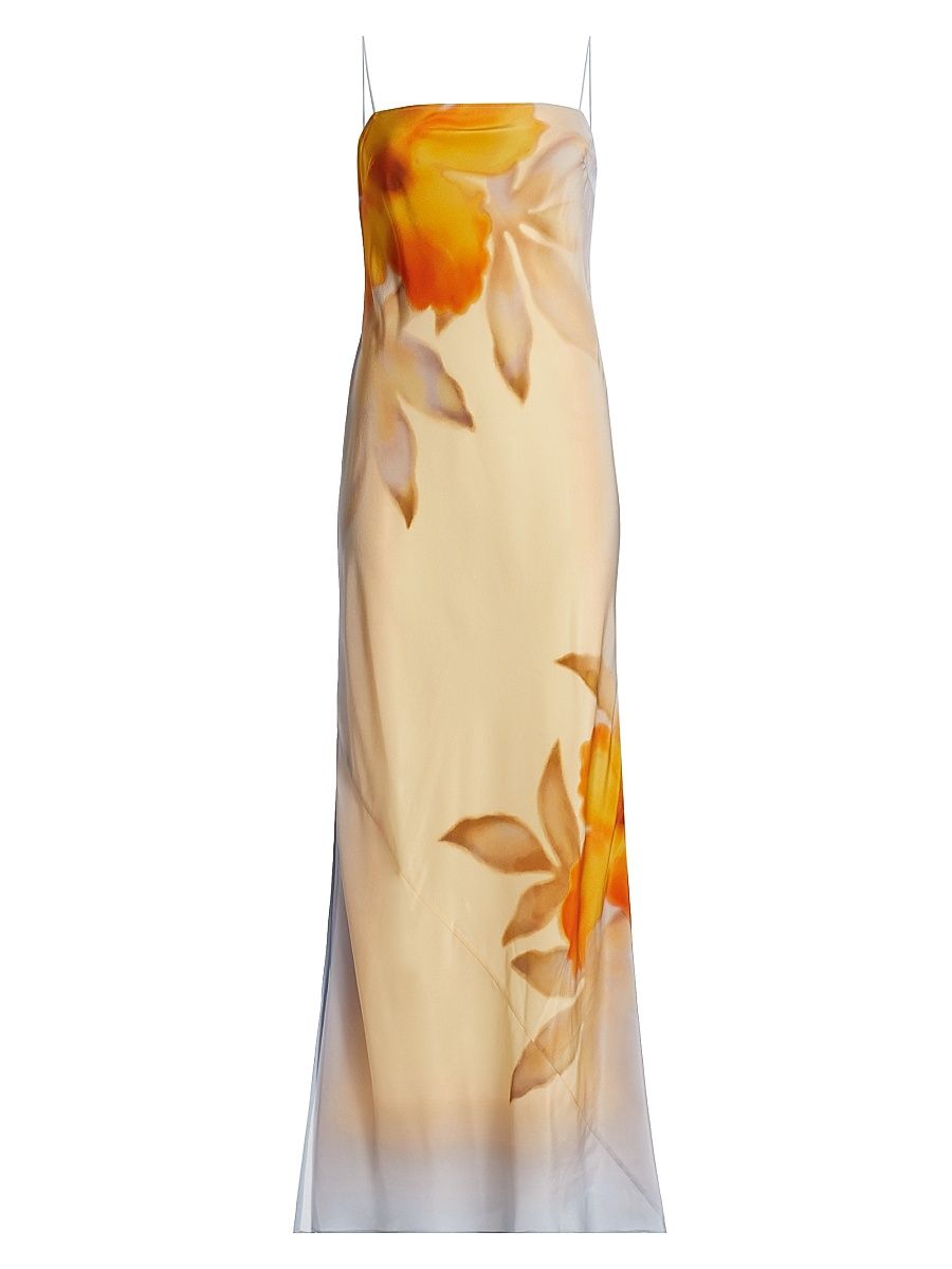 Women's Serene Floral Silk Maxi Slipdress - Sequoia Floral - Size 10