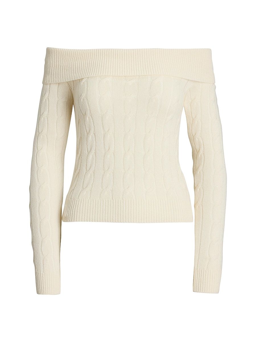 Women's Cable-Knit Cashmere Slim-Fit Sweater - Lux Cream - Size Small