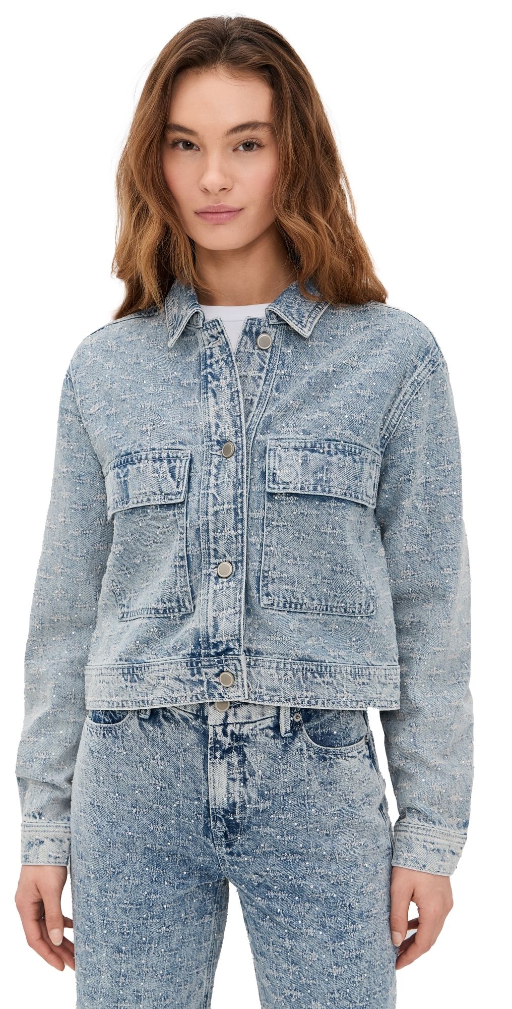 Good American Crystal Denim Jacket Indigo1070 L