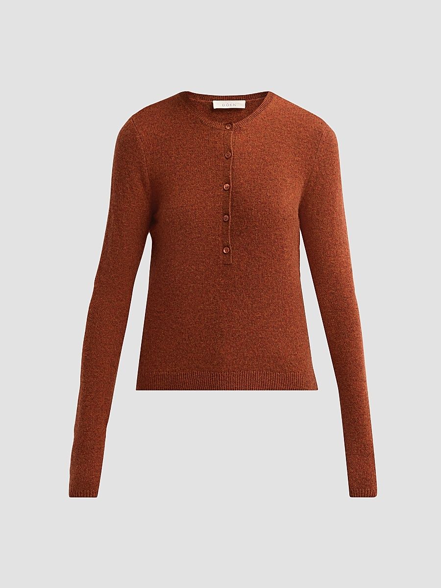 Women's Heath Cashmere Henley Sweater - Ember - Size Small