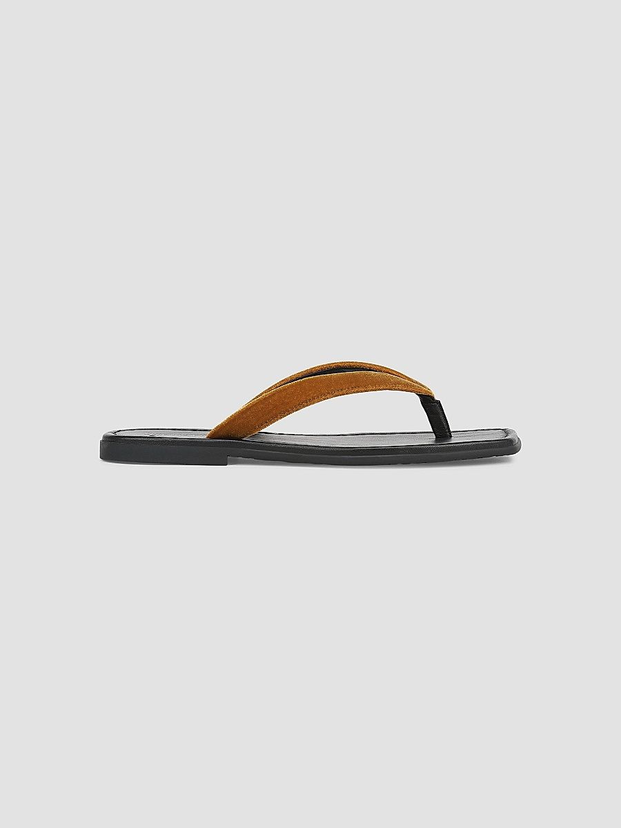 Veronica Beard Women's Clea Velvet Thong Sandals - Mustard Yellow - Size 12