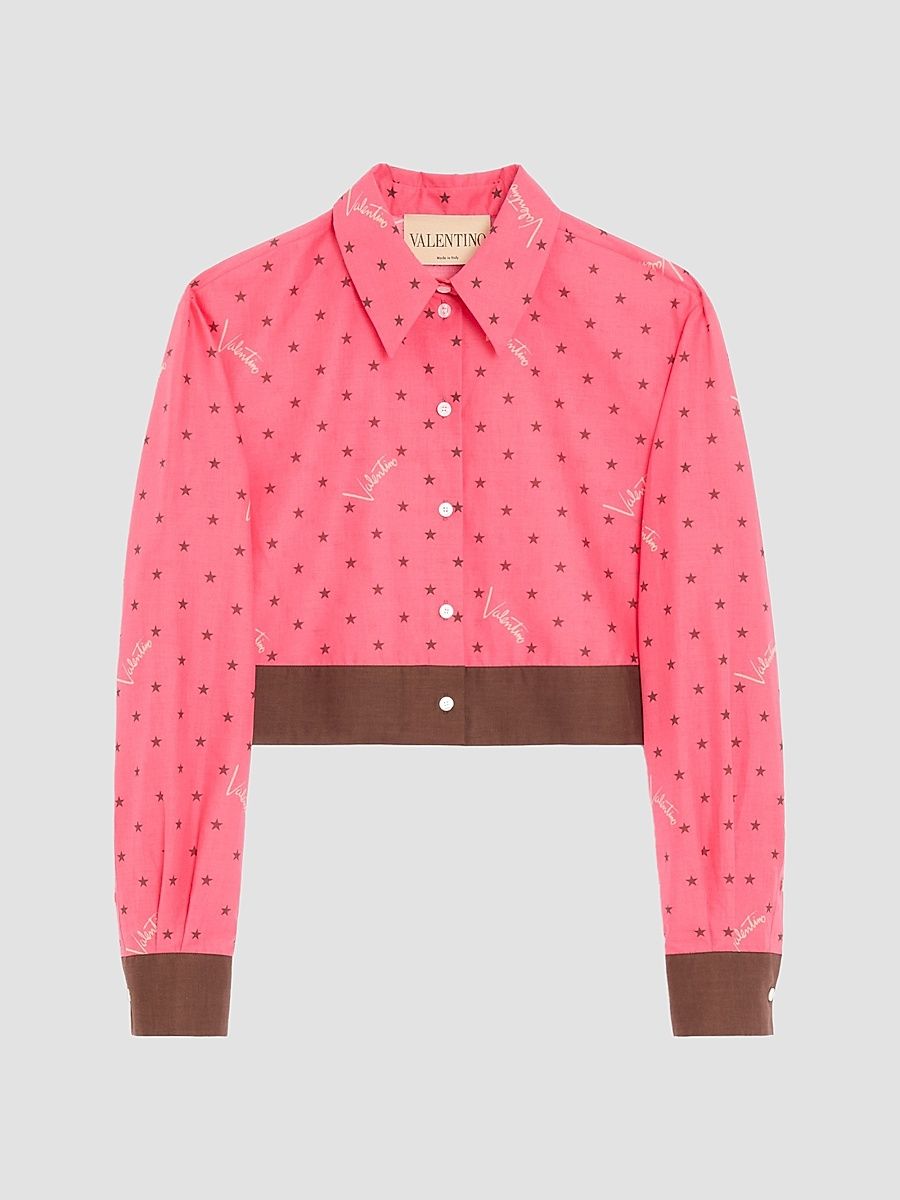 Women's Muslin Starry Signature Shirt with Star-Print - Coral Chocolate - Size 10