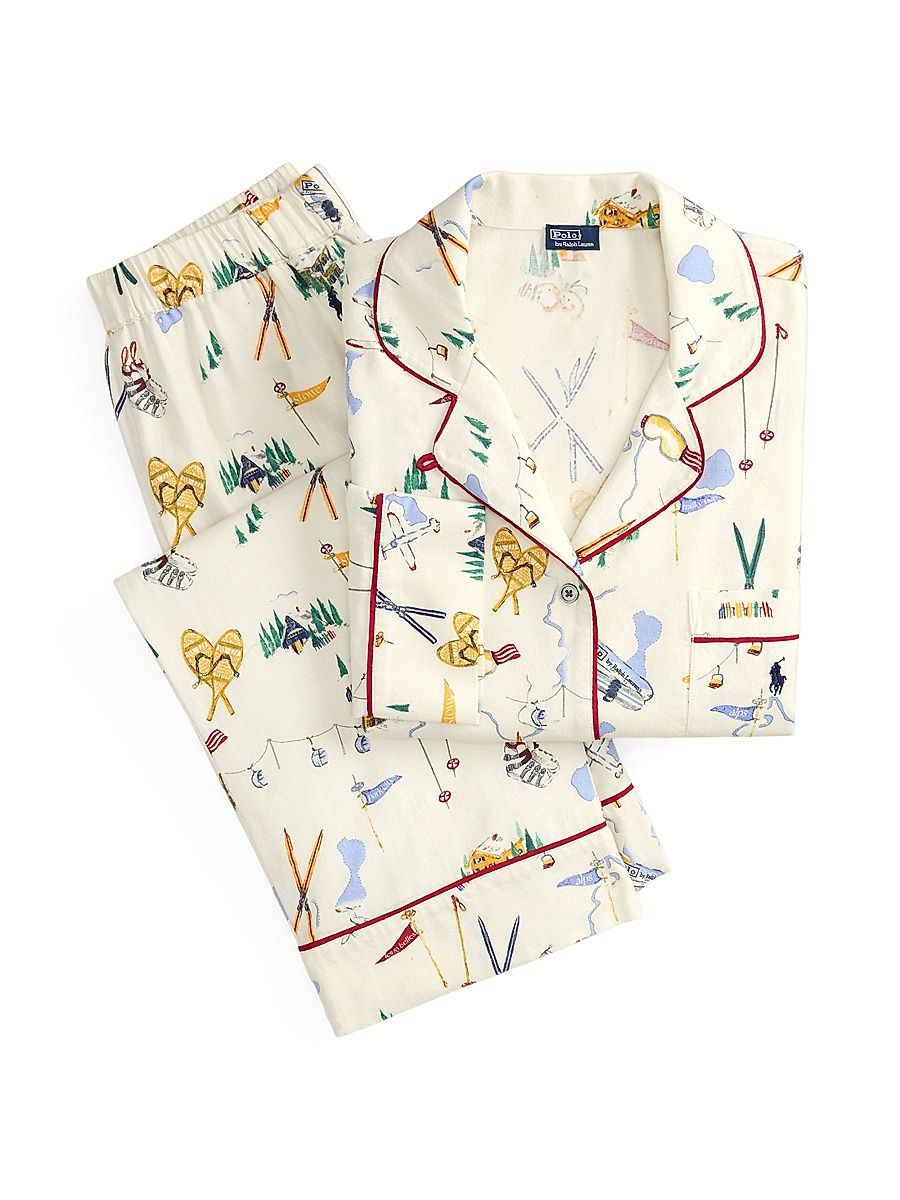 Women's Madison Printed Pajamas - Travel Ski Print - Size XS