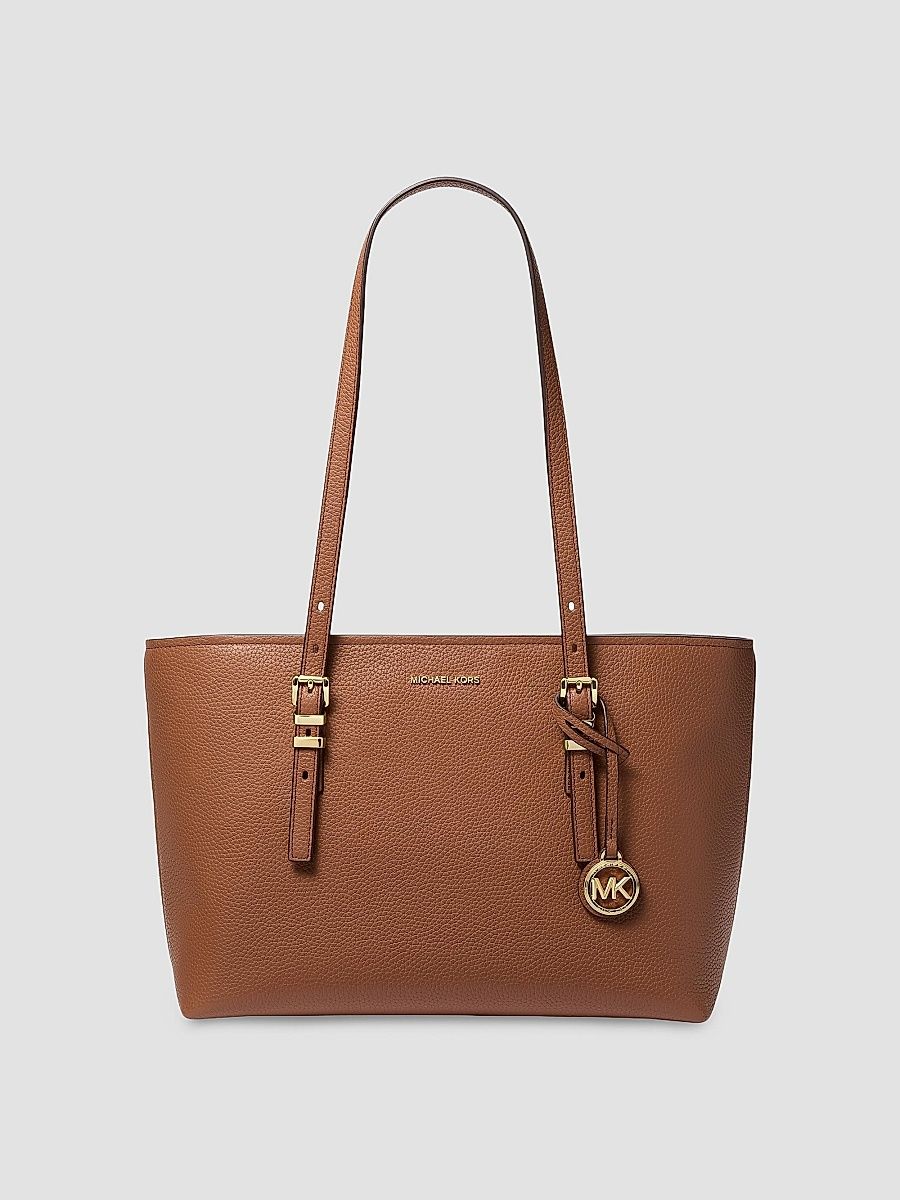 MICHAEL Michael Kors Women's Medium Quinn Leather Tote Bag - Luggage