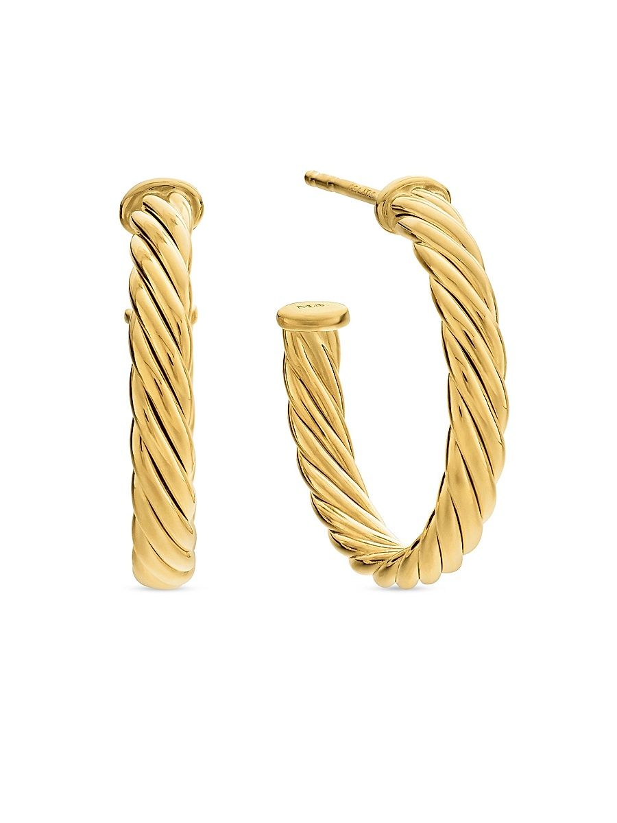 Women's Cablespira Hoop Earrings in 18K Yellow Gold, 3/4in - Gold