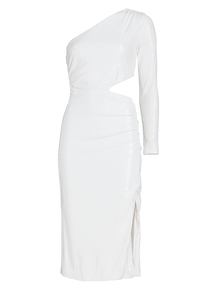 Women's Christie One-Shoulder Metallic Dress - White - Size 18