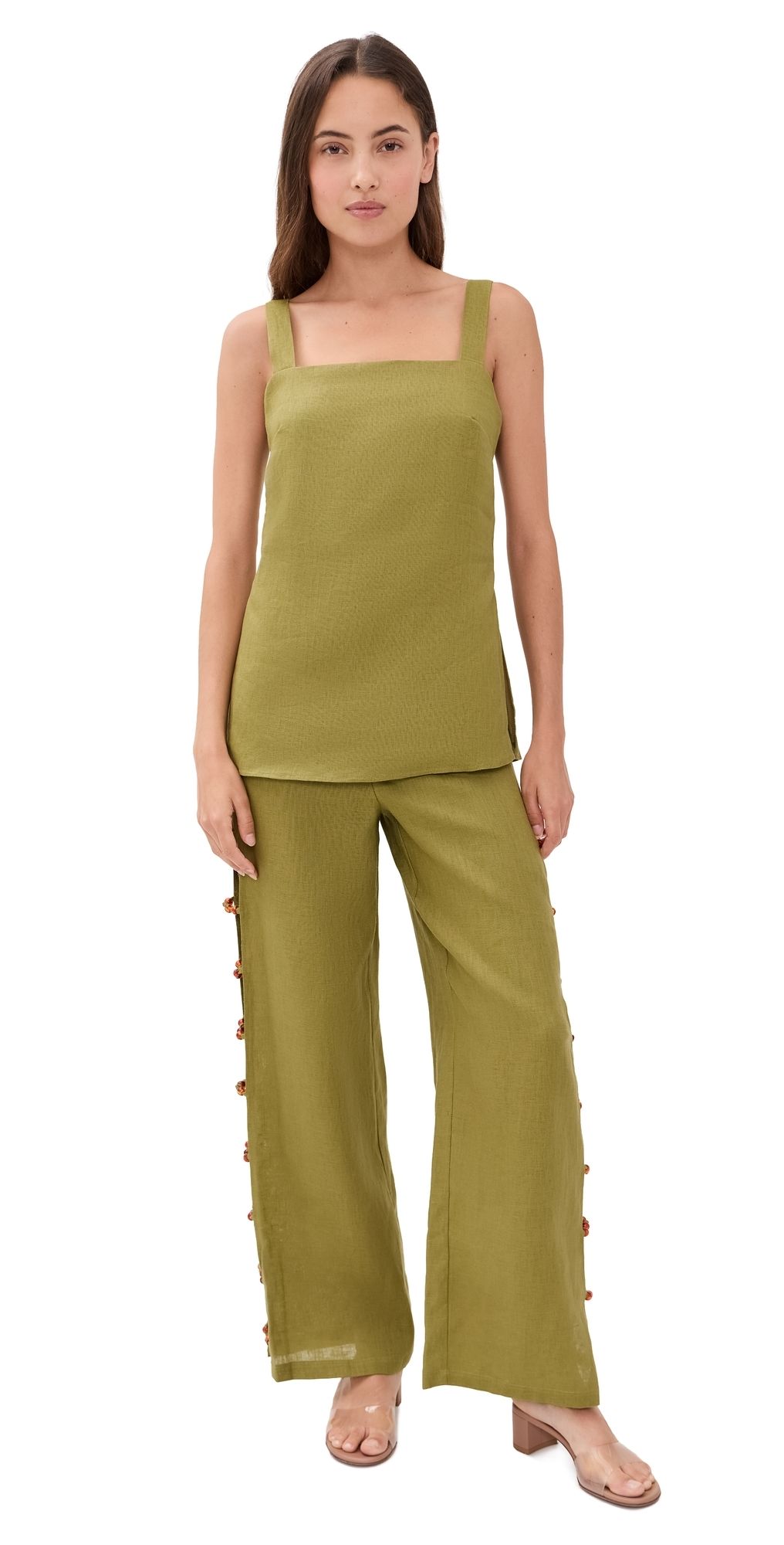 o. p.t Gabrielle Linen Set Olive XS