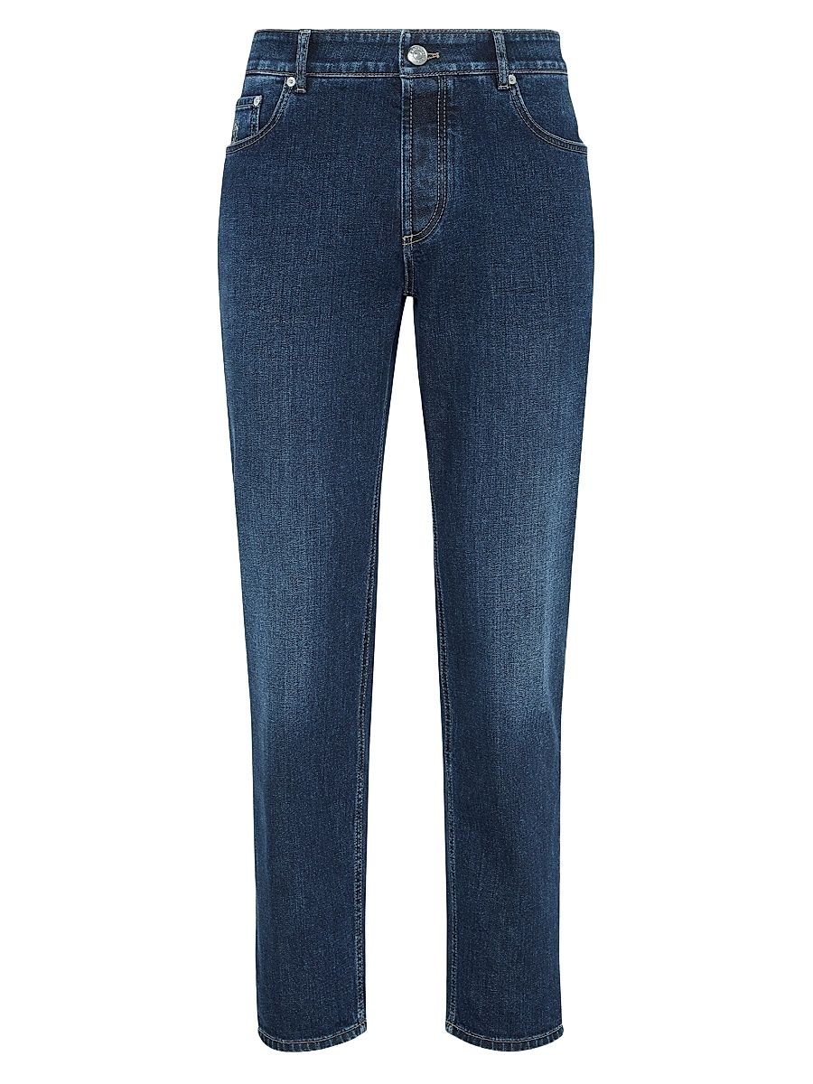 Men's Comfort Cotton Denim Traditional Fit Five Pocket Jeans - Dark Denim - Size 32