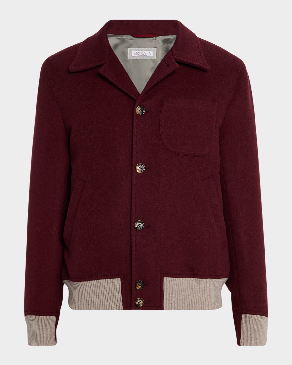 Men & apos;s Wool Button-Front Bomber Jacket