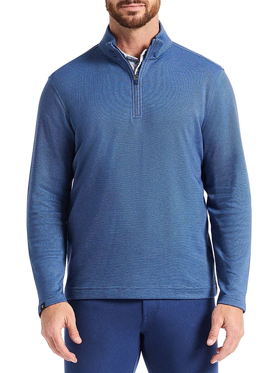 Men's Textured Knit Quarter-Zip Sweater - Medieval Blue - Size Large