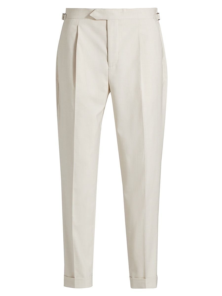 Men's Side-Adjuster Tapered Trousers - Ecru - Size 38
