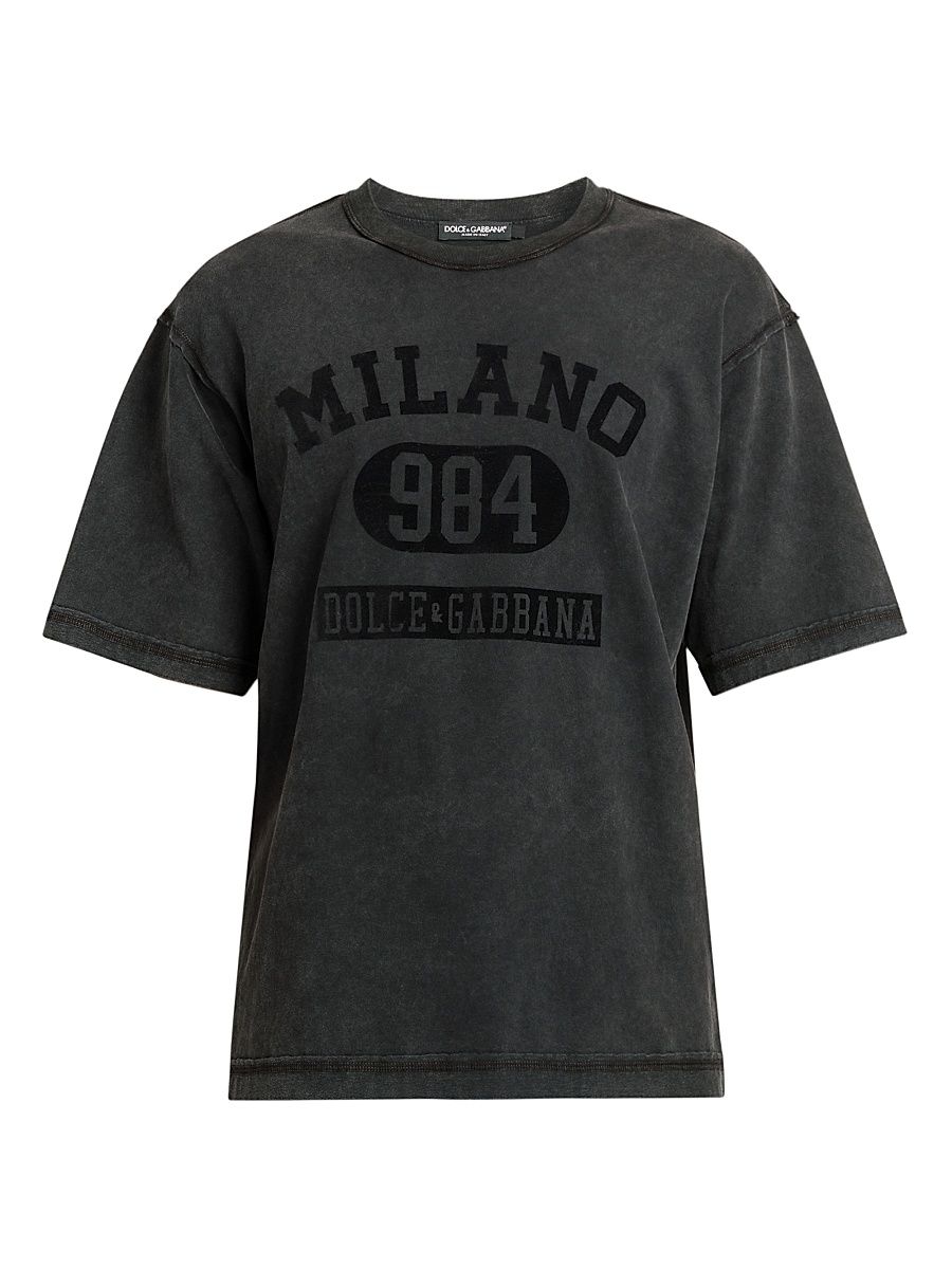 Men's Milano Cotton Crewneck T-Shirt - Nero - Size 44