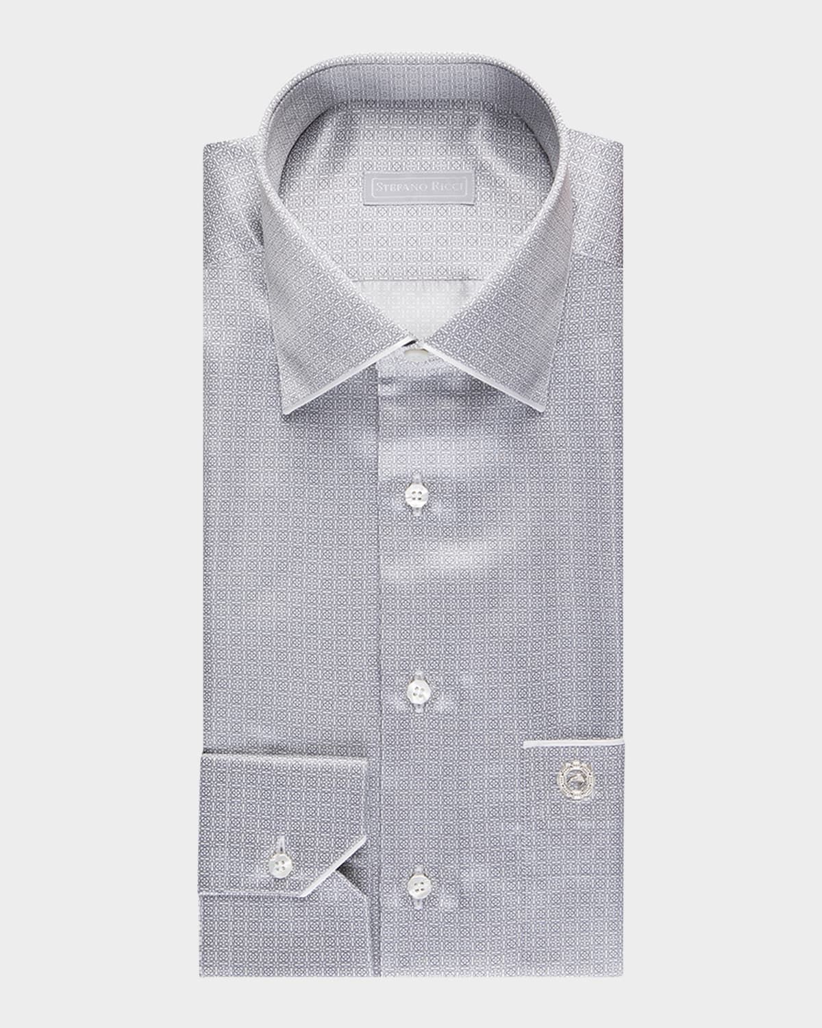 Men & apos;s Micro-Geometric Silk Dress Shirt
