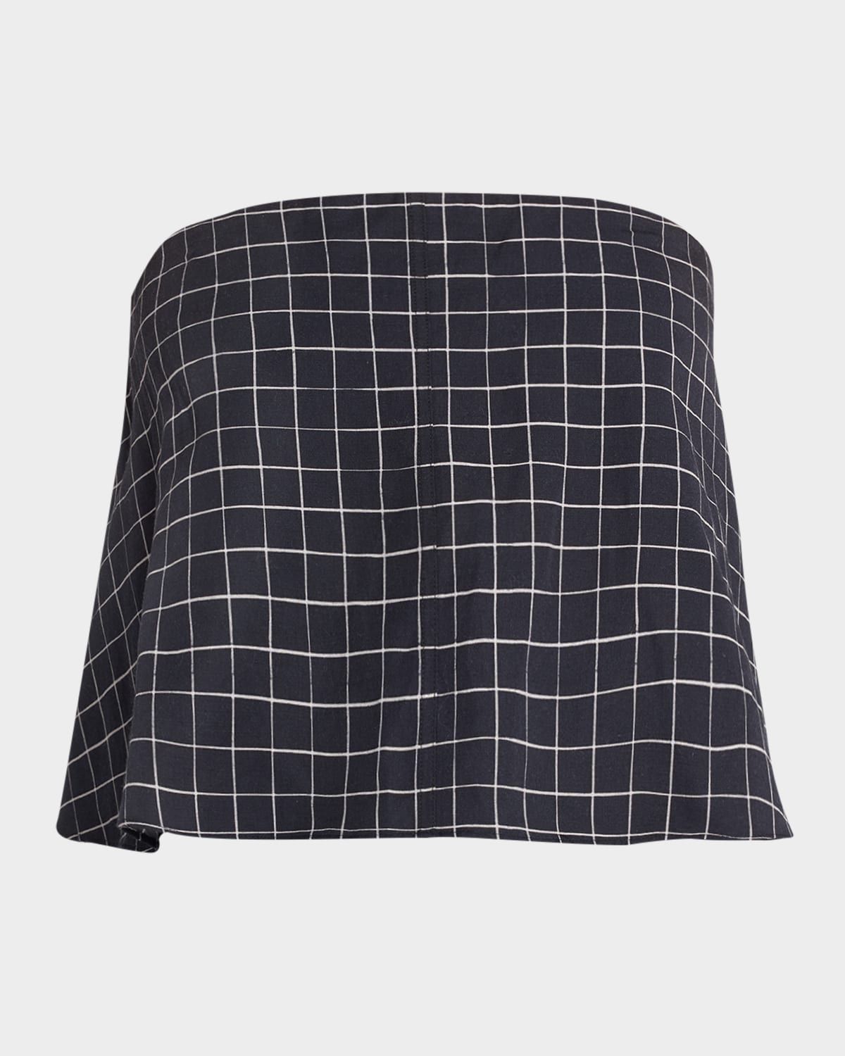 Strapless Tie-Back Plaid Top