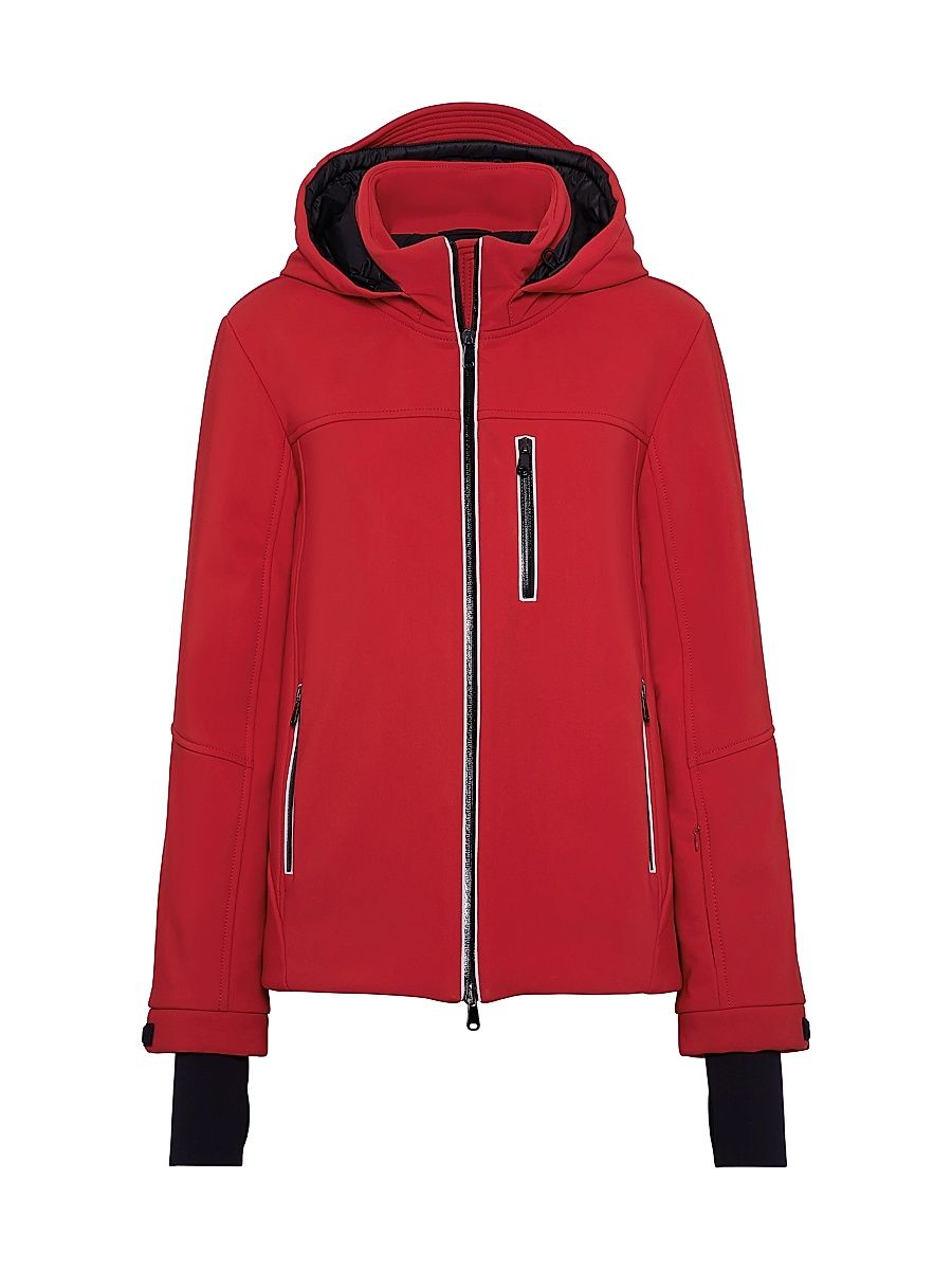 Women's Bonded Techno Fabric Hooded Mountain Jacket - Amaranth Red - Size 12
