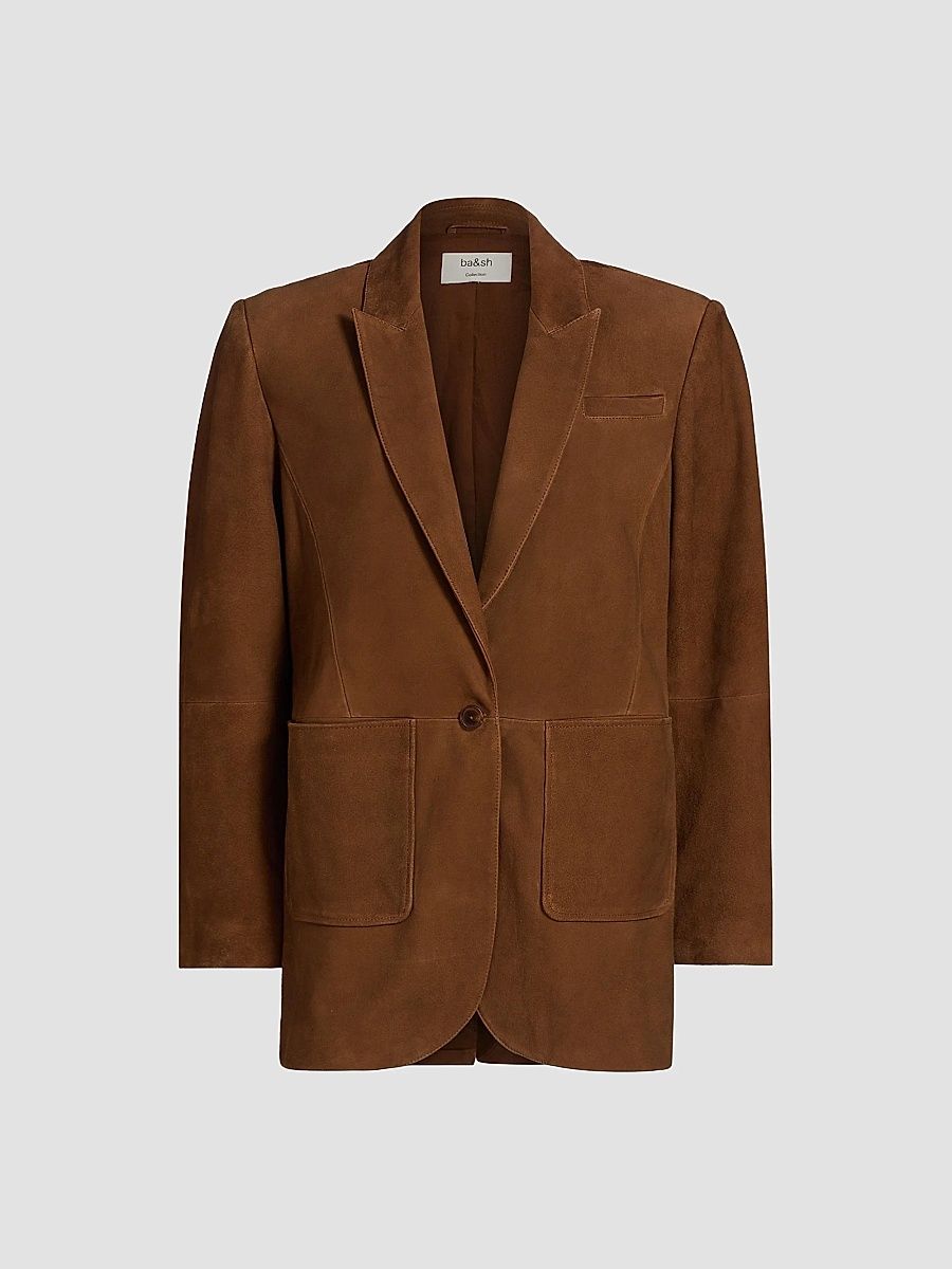 ba & sh Women's Mosty Leather Blazer - Terre - Size Medium