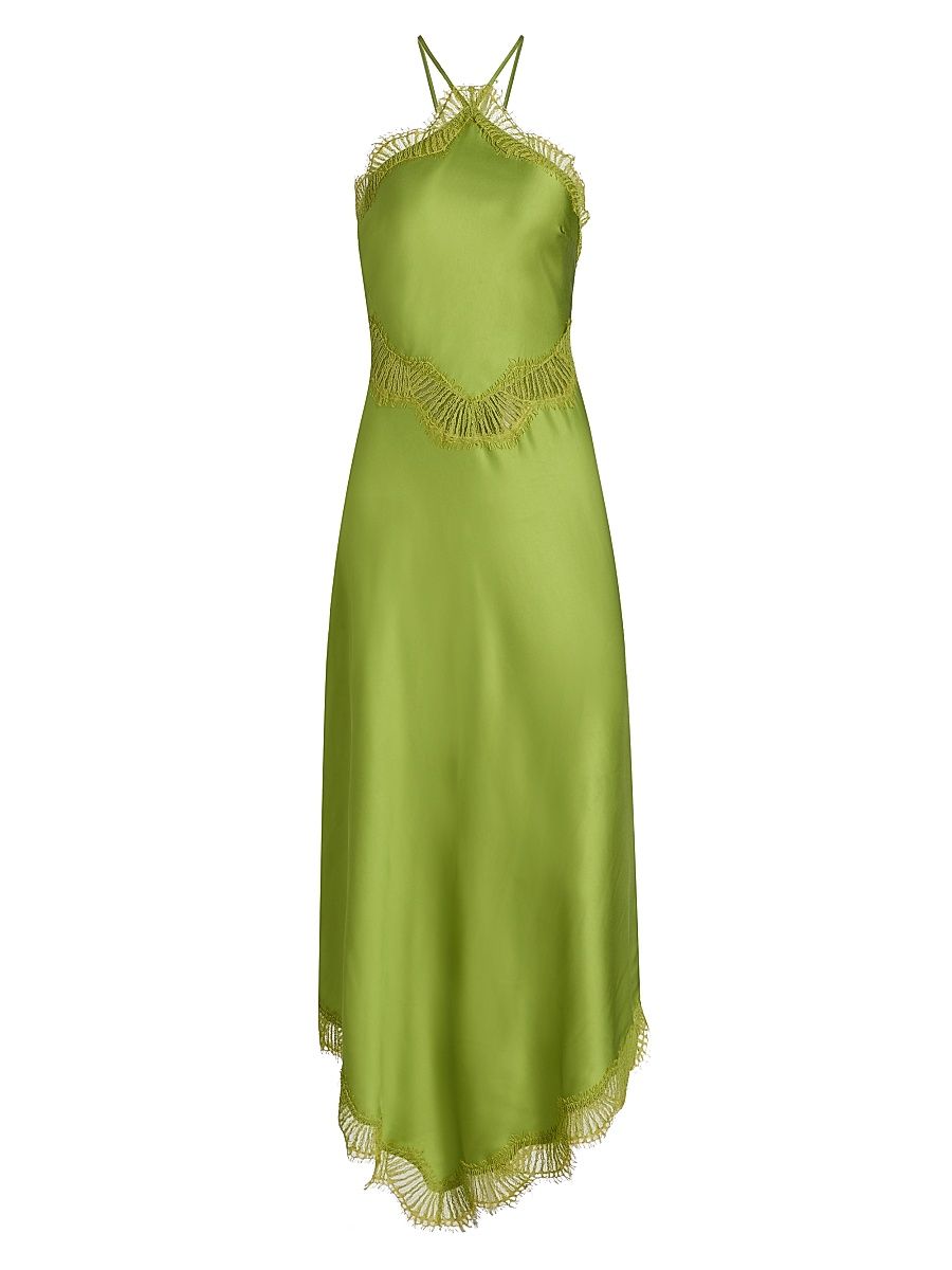 Women's Lucia Satin Midi-Slipdress - Peridot - Size 0
