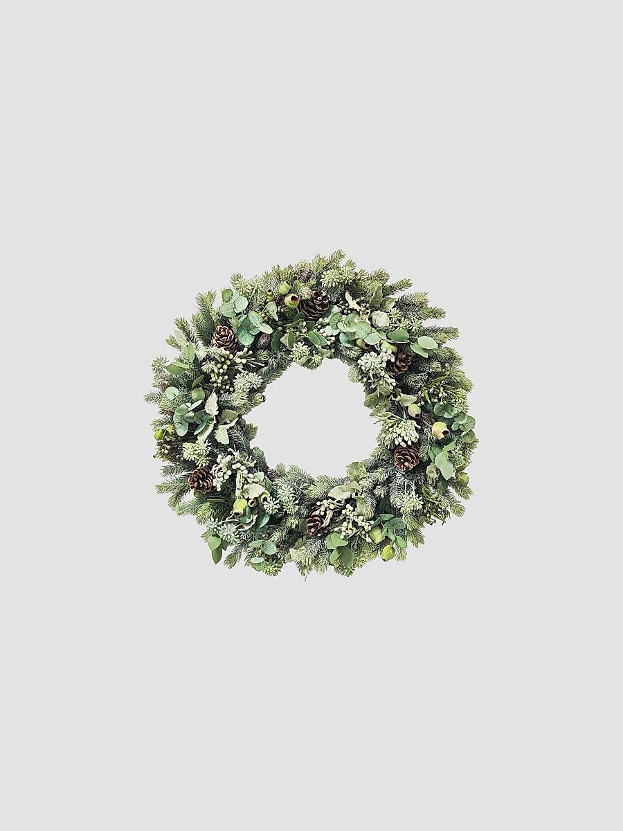 Artificial Dusty Miller/Pine Needle Wreath