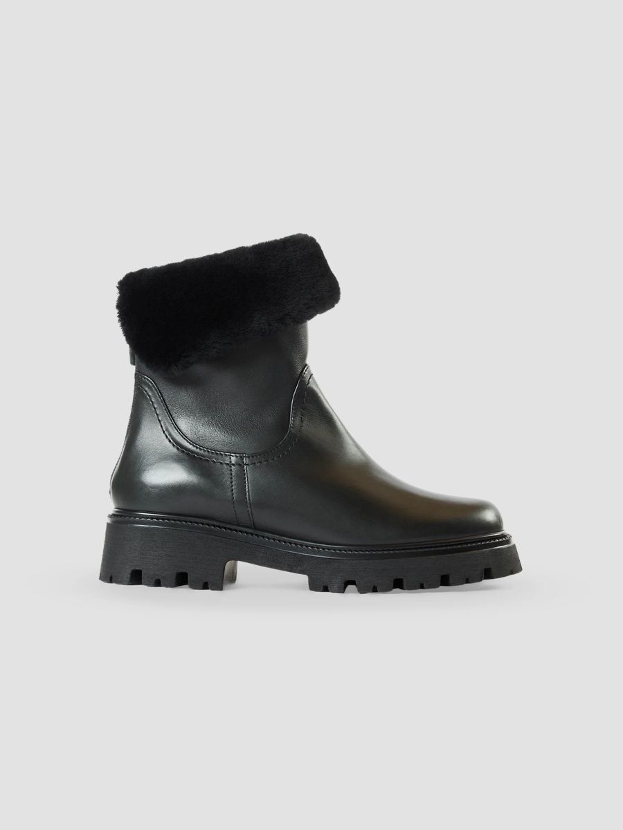 Aquatalia Women's Mimi 40MM Shearling-Trimmed Leather Boots - Black - Size 11