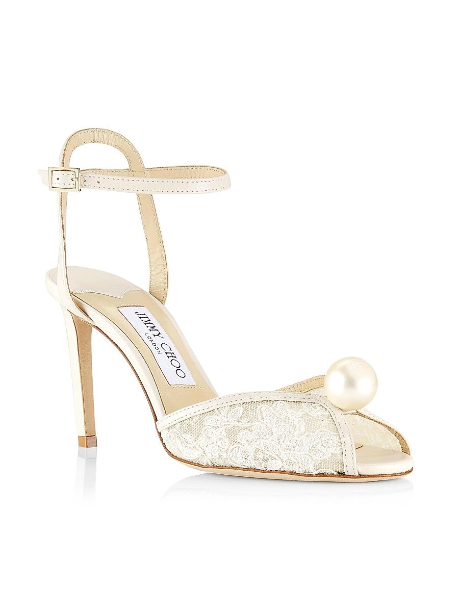 Women's Sacora 85MM Floral Lace Sandals - Ivory White - Size 5.5