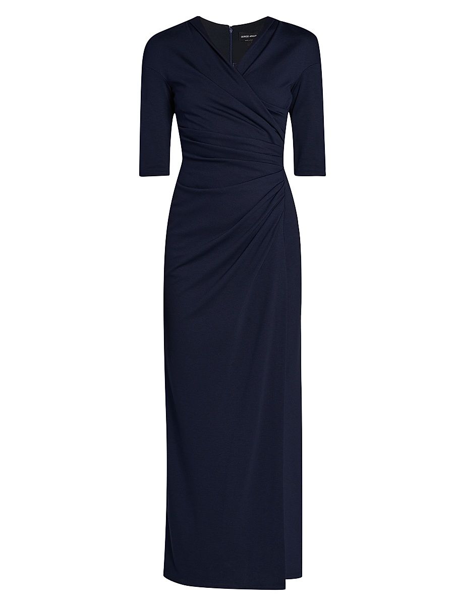 Women's Ruched Midi-Dress - Blue - Size 12