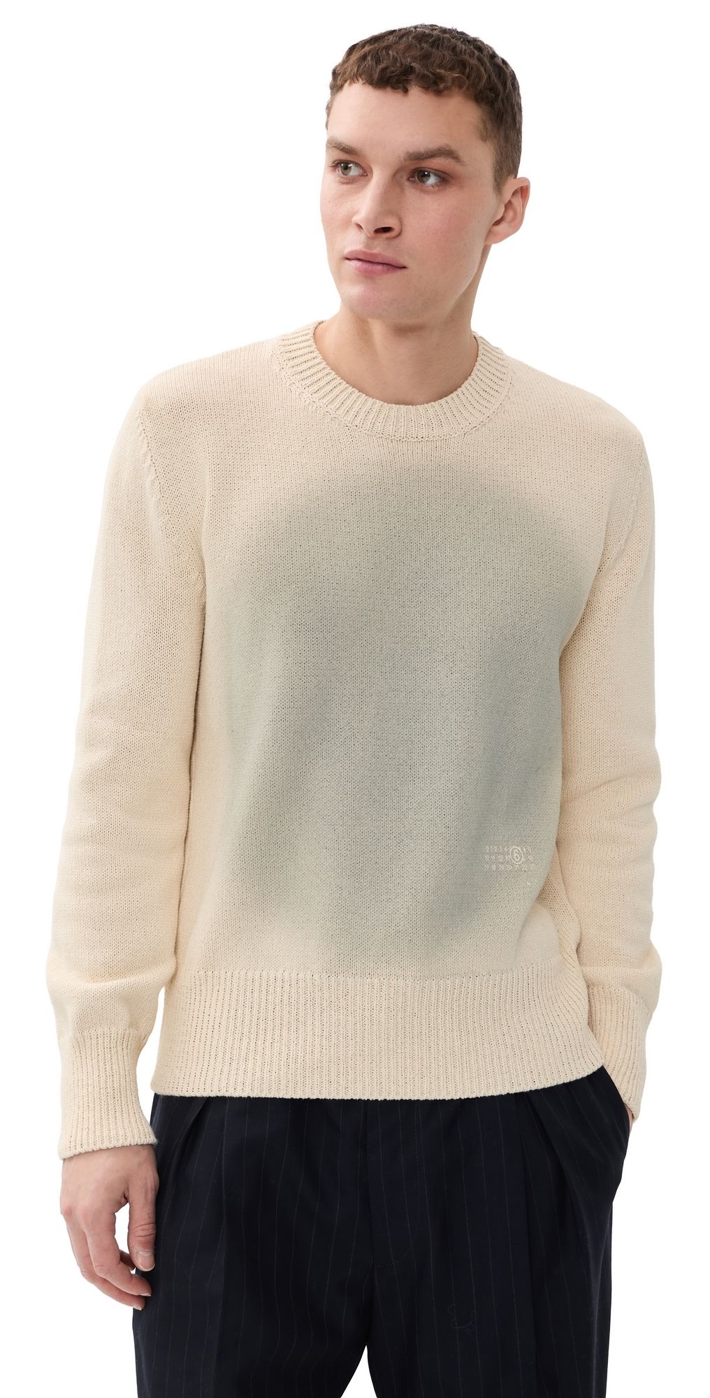 MM6 Maison Margiela Stained Crewneck Sweater Off White XL