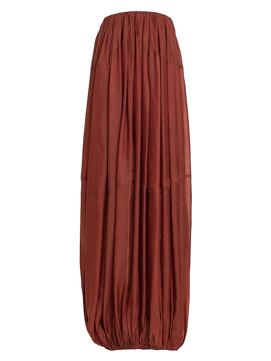 Women's Pleated Organza Maxi Dress - Brick Brick - Size Small
