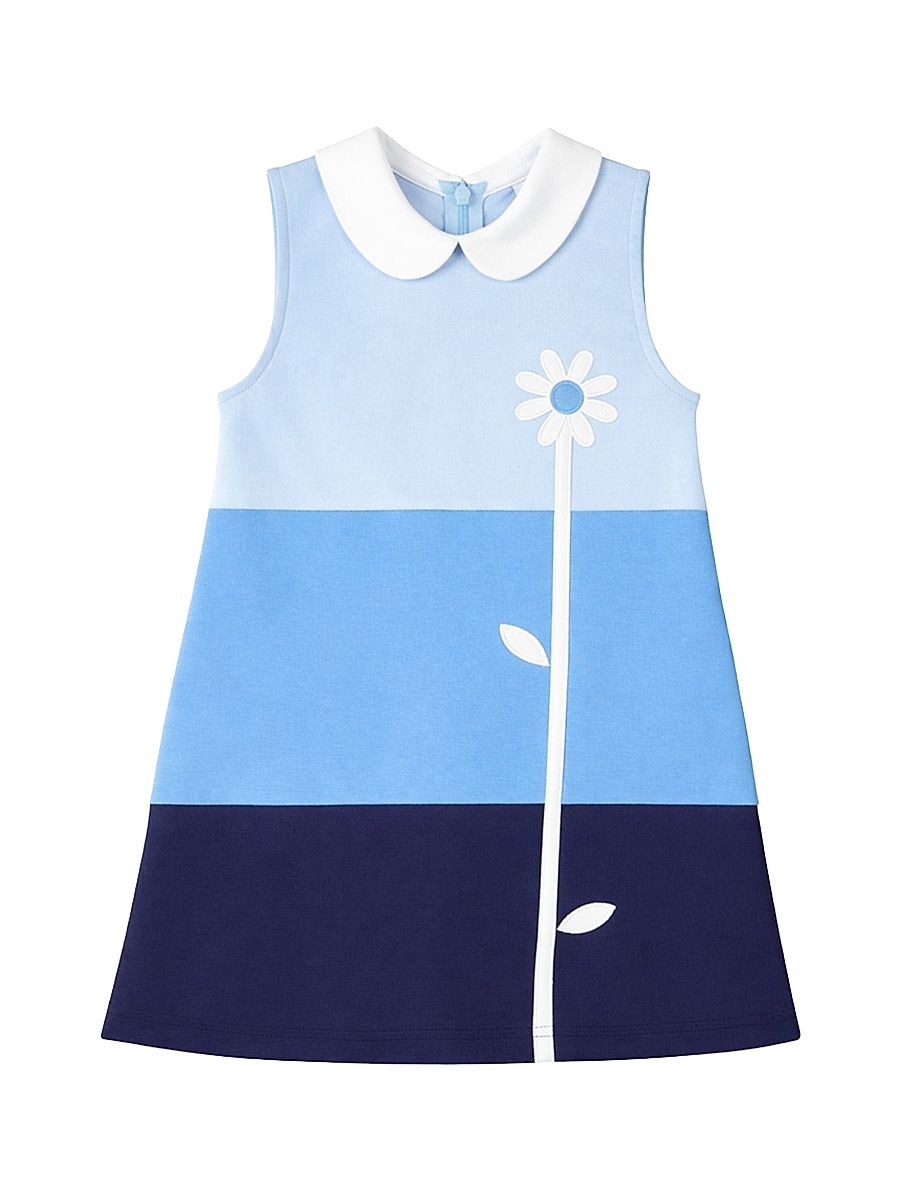 Baby Girl's, Little Girl's & Girl's Colorblcoked Cotton Sleeveless Dress - Blue - Size 8