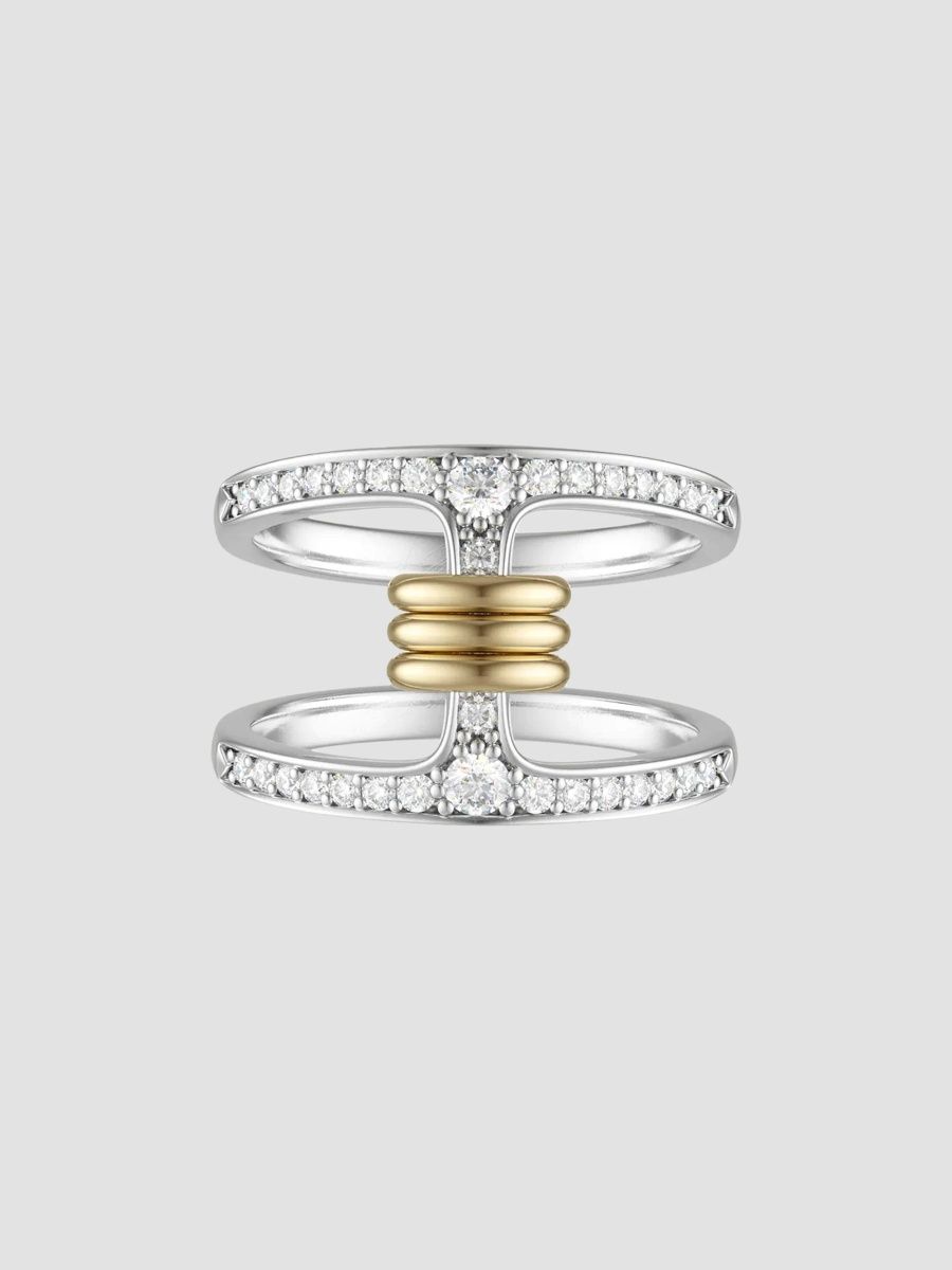 Spinelli Kilcollin Women's Spinelli Kilcollin x Hoorsenbuhs 333 Phantom 18K Yellow Gold, Sterling Silver, & 0.70 TCW Rings - White Gold - Size 7.5