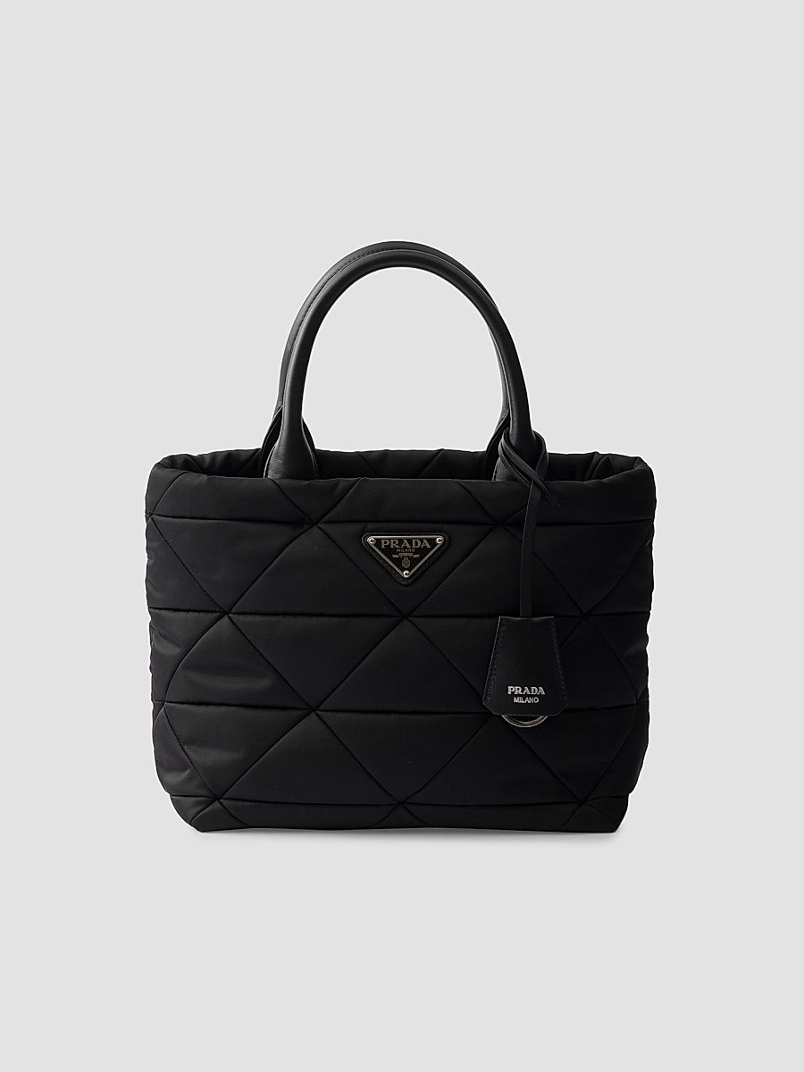Women's Padded Nylon Top Handle Bag - Black