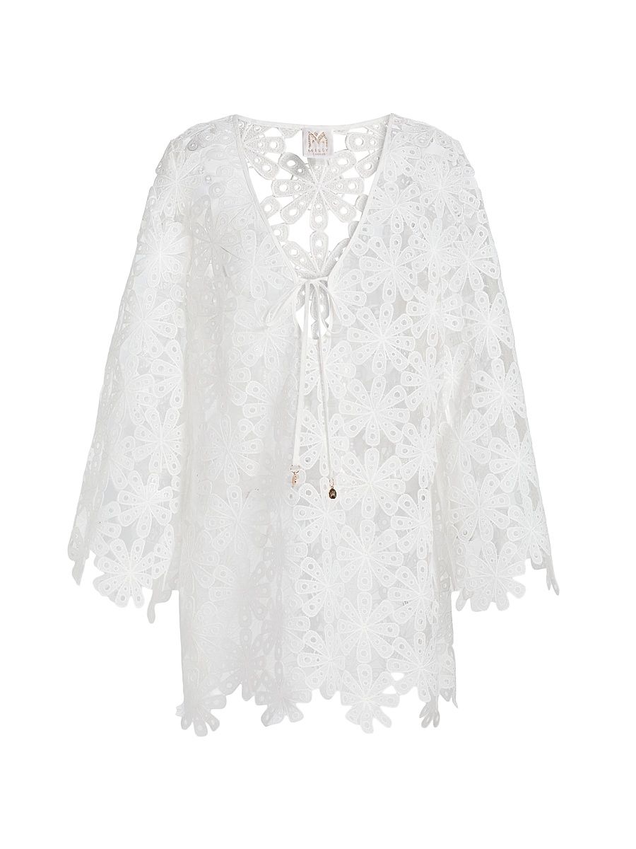 Women's Viara Lace Cover-Up Minidress - White - Size Large