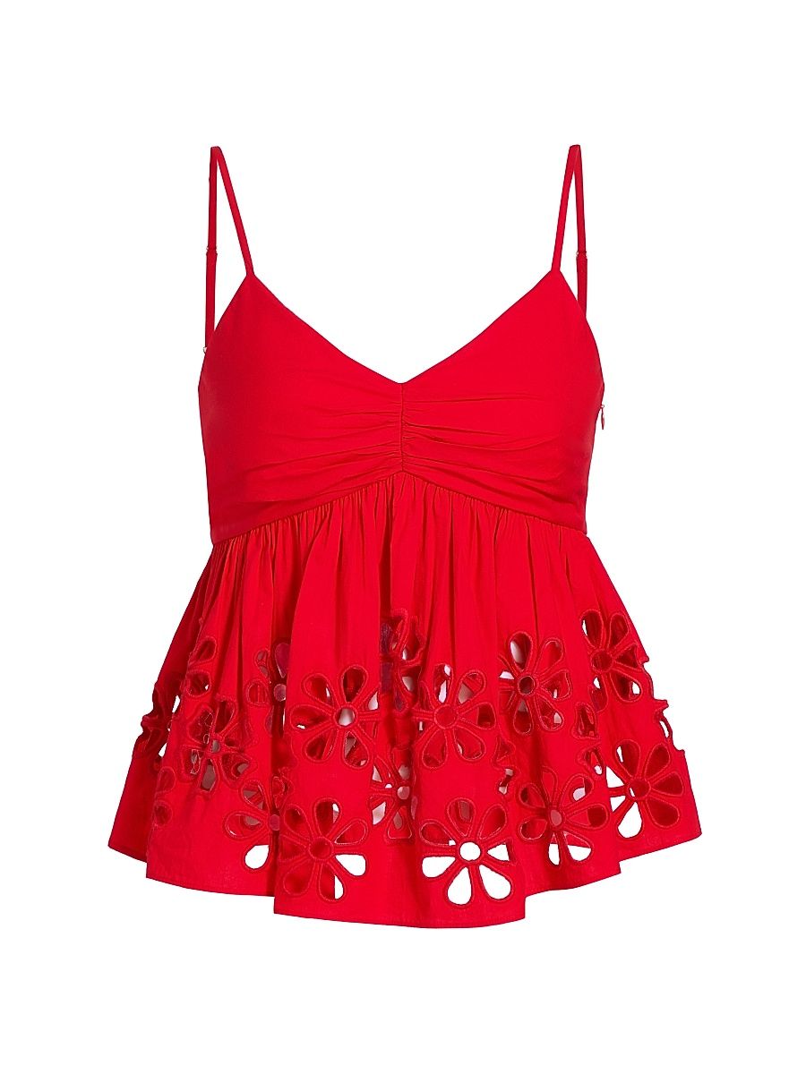Women's Meru Embroidered Cut-Out Tank - Scarlet - Size XL