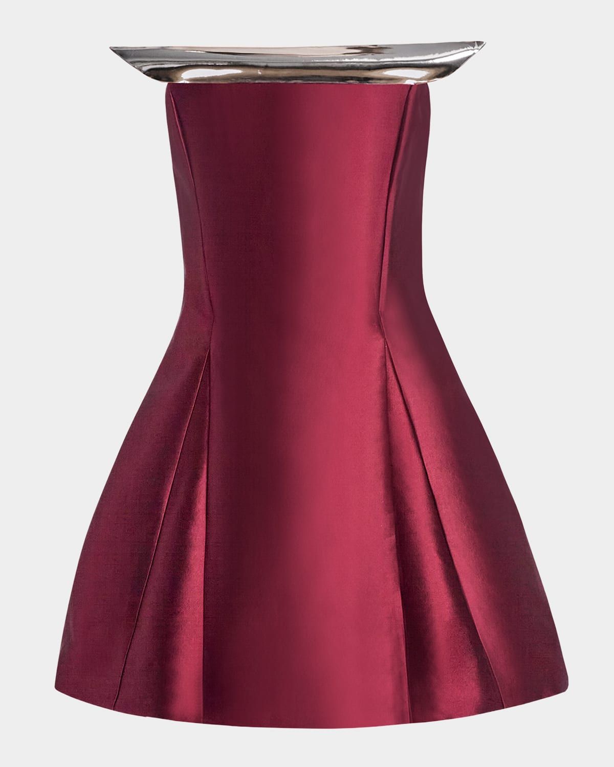 Strapless Sculptural Fit-&-Flare Mini Dress