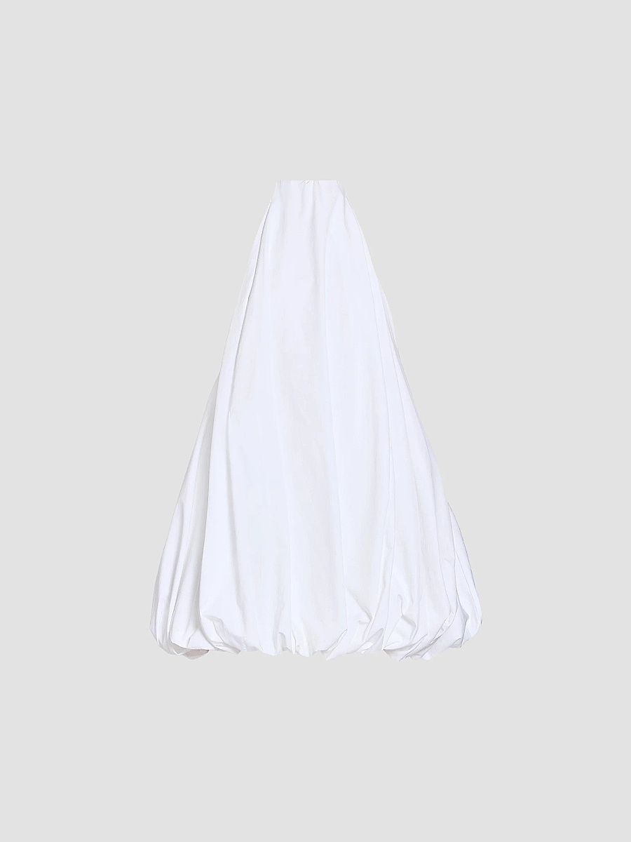 ALAÏA Women's Cotton Poplin Balloon-Hem Mini Dress - Blanc - Size 12