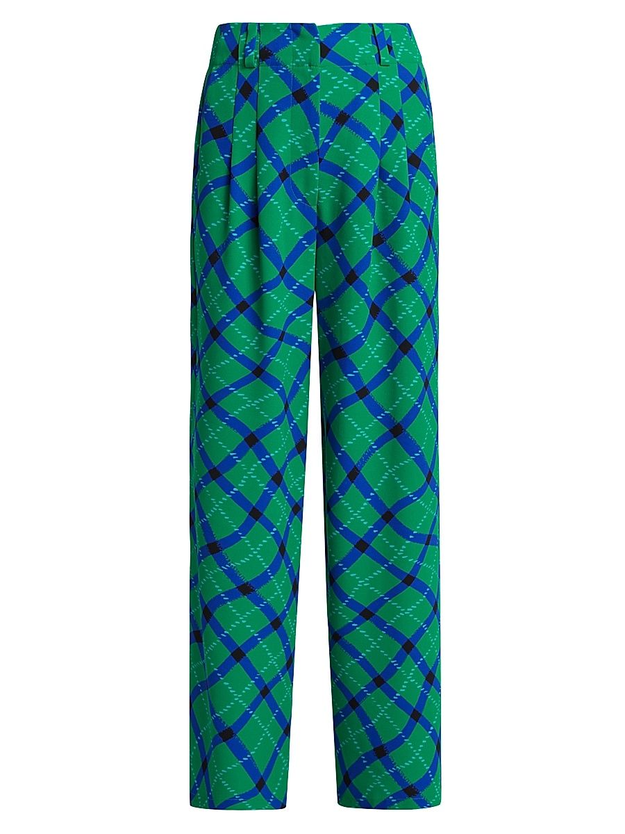 Women's Bloo Plaid Relaxed Pants - Green Plaid - Size 2