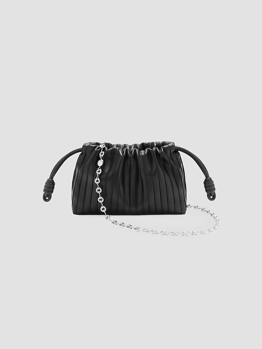 Women's Mini Flamenco Pleated Purse - Black