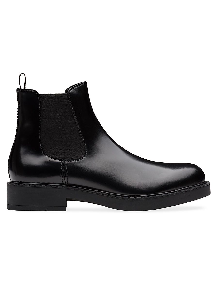 Men's Brushed Leather Chelsea Boots - Black - Size 5
